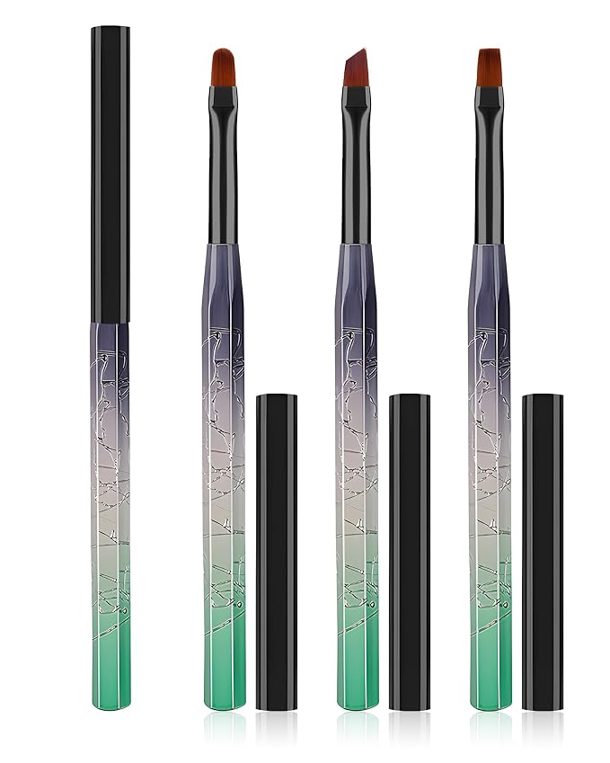 3PCS Nail Polish Clean Up Brush, Round&Falt&Angled Acetone Resistant Nail Brush by AMilHiTon