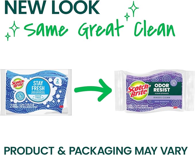 Scotch-Brite Odor Resist Non-Scratch Scrub Sponge, Dishwasher-Safe Kitchen - Image 2