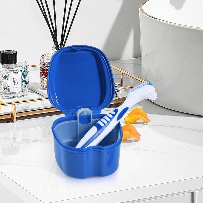 Blue Denture Bath Case Cup Box Holder Storage Container - Image 6