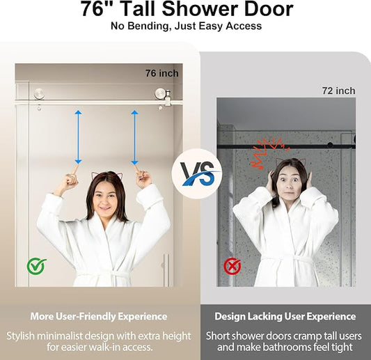 55-60” W x 76" H Single Sliding Shower Door, Frameless Shower Door - Image 2