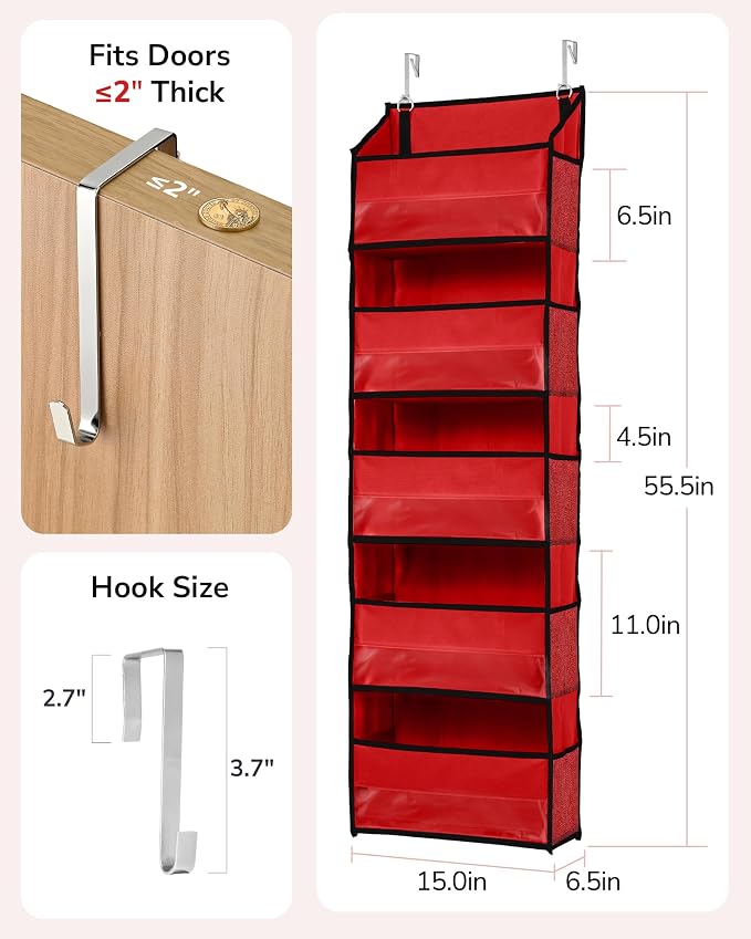 ULG 1 Pack Over The Door Organizer – 5 Shelf Door Organizer Hanging & 10 Side - Image 2