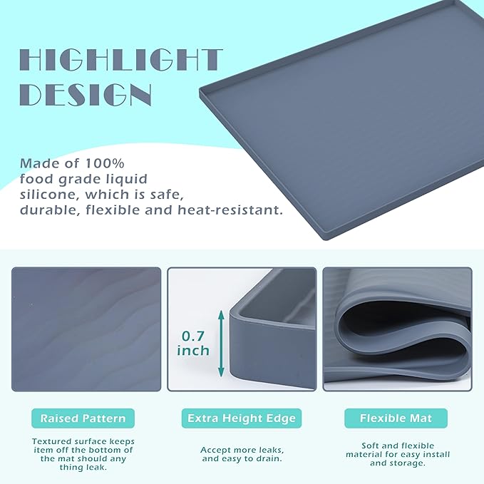 URMONA Waterproof Silicone Under Sink Mat 28'' x 22'' Shelf Liner - Image 3