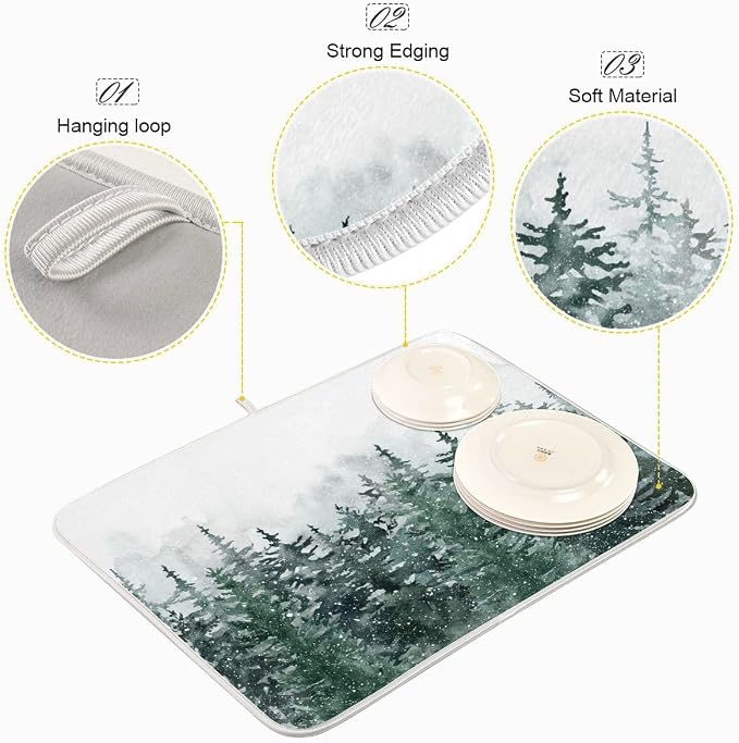 Winter Forest Scenery Dish Drying Mat - Image 4