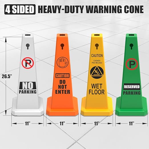 Plastic Traffic Cones, 4-Sided Message Cones, Road Safety Parking Cones - Image 4