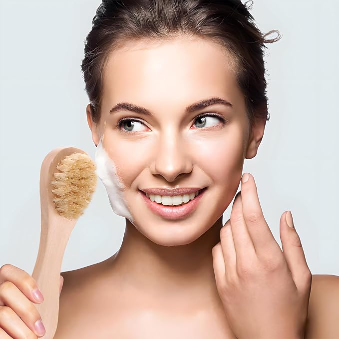 2 Pack Mini Dry Brush, Natural Bristle Small Body Brush, Exfoliating Facial - Image 2