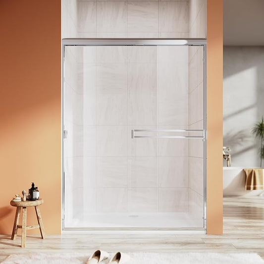 Shower Door 50-54 in. W x 72 in. H, UCALAFEE Semi-Frameless Double Sliding by Ucalafee