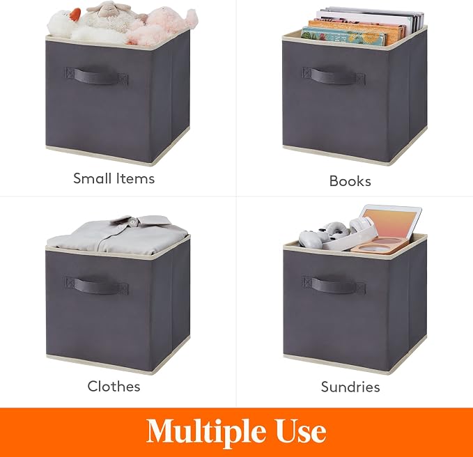 Lifewit Collapsible Fabric Storage Cubes Bins Set 11 Inch, Foldable Cubby - Image 5