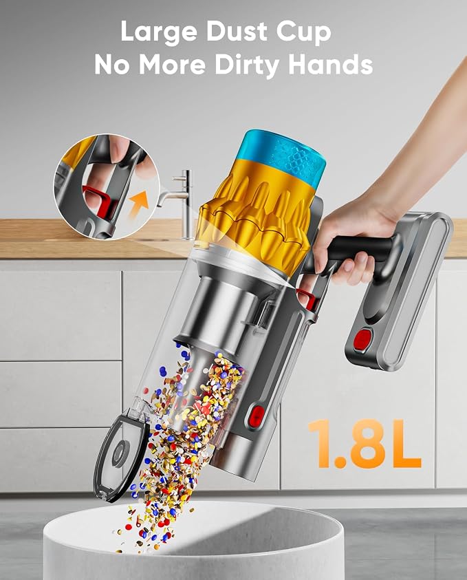 Cordless Vacuum Cleaner, 600W/50KPA, Max 70 Mins Runtime, Self-Standing Vacuum - Image 5