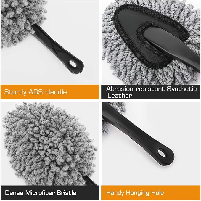 MoKo Car Duster, 2 Pack Super Soft Microfiber Dash Duster Detail Brush Set - Image 3