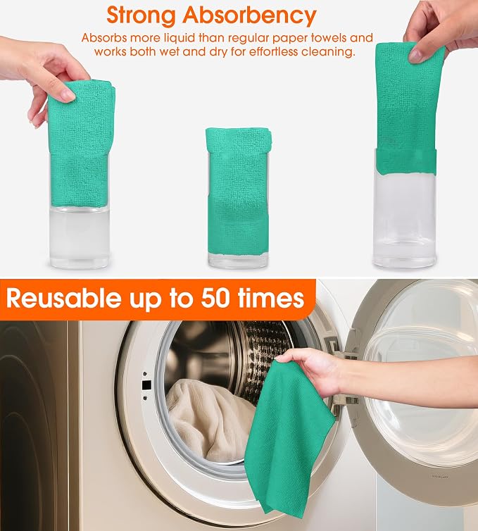 Microfiber Cleaning Cloth Roll–100 Pack, Tear Away Microfiber Towels, - Image 5