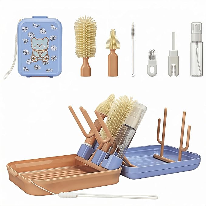 8-in-1 Baby Bottle Brush Set, Silicone Baby Bottle Cleaning Kit by PevxuoleoHomeLifeHall