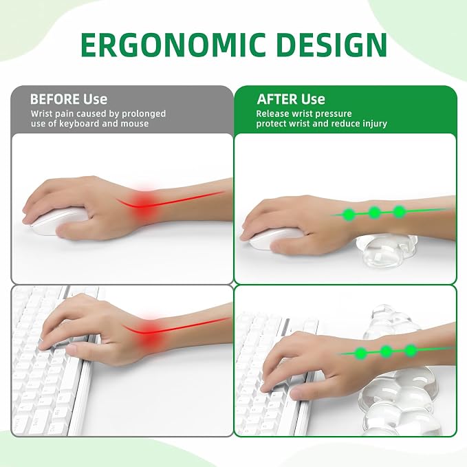 Gel Cloud Keyboard and Mouse Wrist Rest Set, Cute Ergonomic Wrist Support and - Image 2