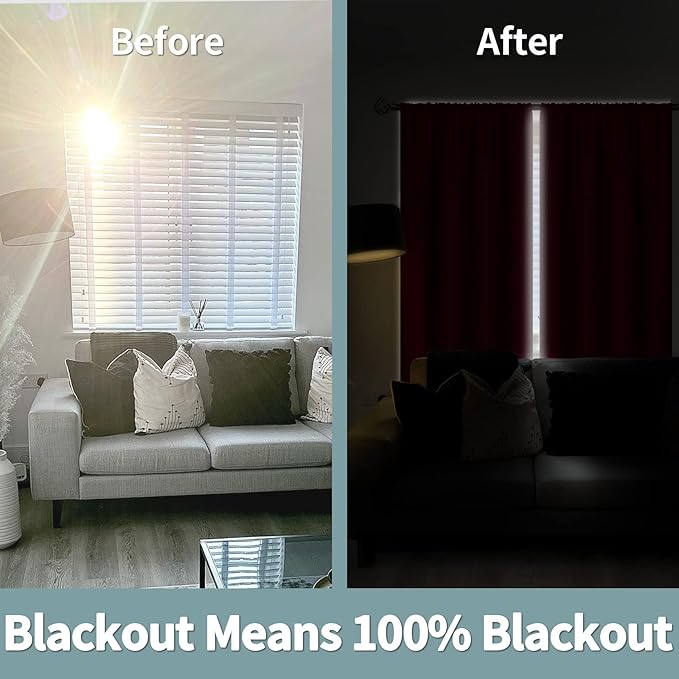 BGment Blackout Curtains for Bedroom 84 Inch Long, Thermal Insulated Bedroom Curtains Christmas Rod Pocket Room Darkening Curtains, Each Window Drape 2 Panels, 42 Wide, Red
