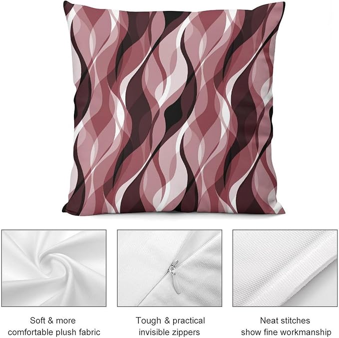 Burgundy Throw Pillow Covers Modern Abstract Ombre Burgundy Striped Decorations for Bedroom Living Room Farmhouse Sofa Pillows Bed Couch 22x22 Inch