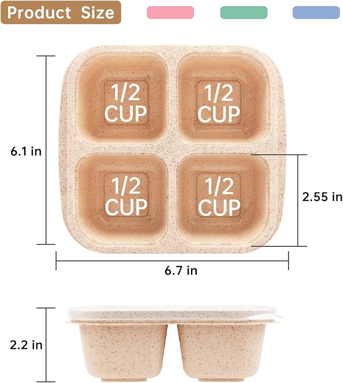 4 Pack Bento Lunch Box，4 Compartment Snack Containers，Divided Bento Snack - Image 2