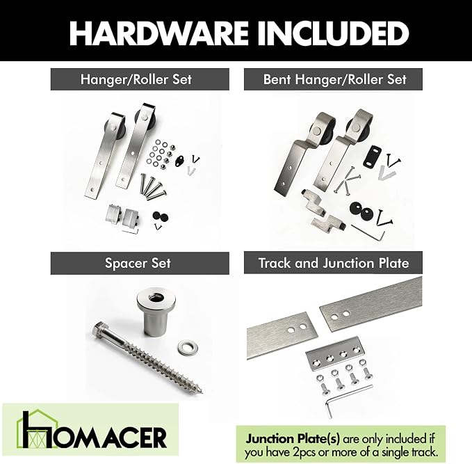 Homacer Mini Brushed Nickel Single Track Bypass Sliding Barn Door Hardware Kit - Image 2