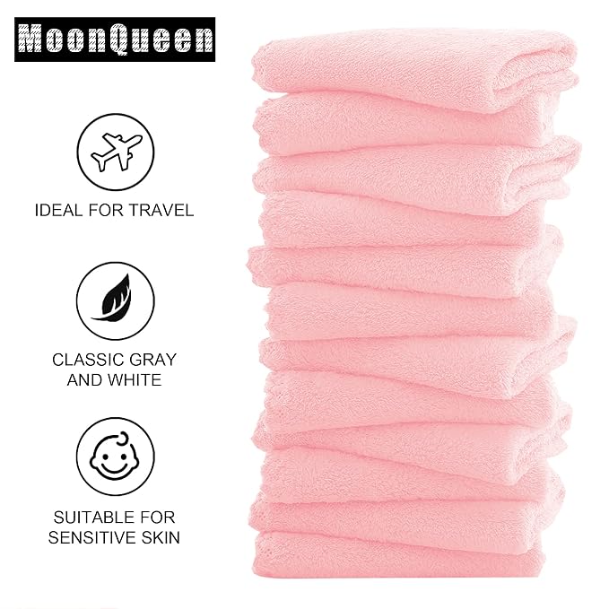 MOONQUEEN Microfiber Facial Cloths Fast Drying Washcloth 12 Pack - Image 4