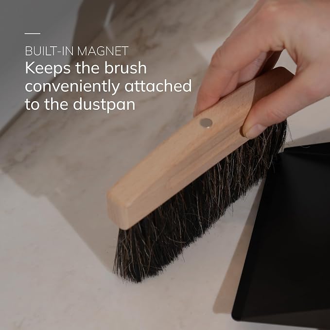 Bamboo Dust Pan & Brush Set, Portable Dustpan & Brush, Sturdy & Effective Dust - Image 5