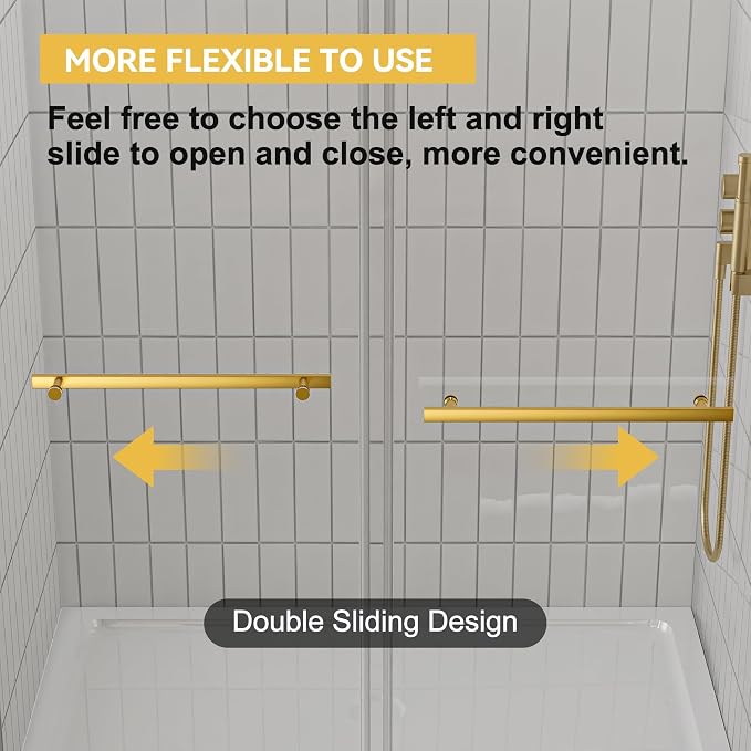 56"-60" W x 75" H Frameless Shower Door, Double Sliding Shower Door, 5/16" - Image 6