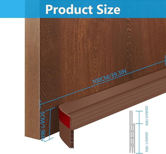 Ainiv 2 Pack Door Draft Stopper Under Door Seal, Adhesive Under Door Sweep - Image 3