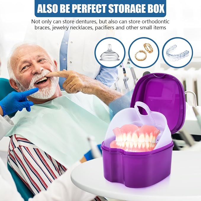2 Pack Denture Bath Case Cup Box Holder Storage Container - Image 5