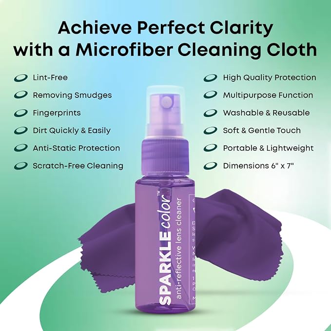 Sparkle Anti-Reflective Safe Lens Cleaner Spray Kit - 1oz Glasses Cleaner Spray - Image 4