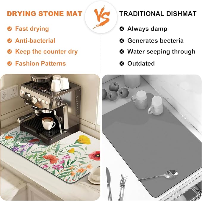 LOKHOM Dish Drying Mat for Kitchen Counter, Dish Drainer Rack Mat for Kitchen - Image 6