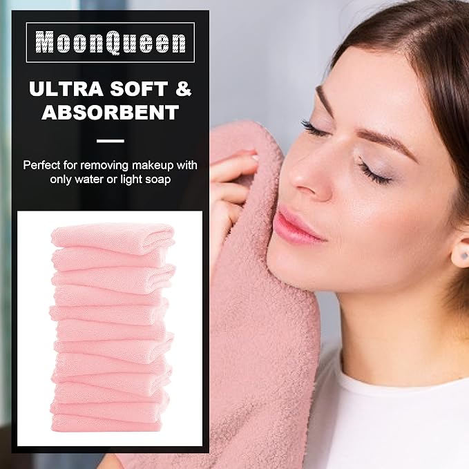 MOONQUEEN Microfiber Facial Cloths Fast Drying Washcloth 12 Pack - Image 2