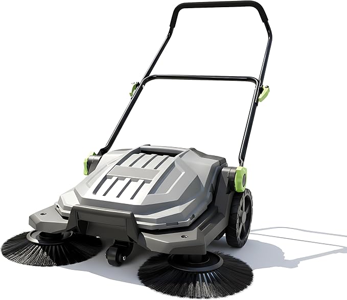 Walk-Behind Hand Push Floor Sweeper, 25.6" Sweeping Width Manual Non-Electric by Unknown