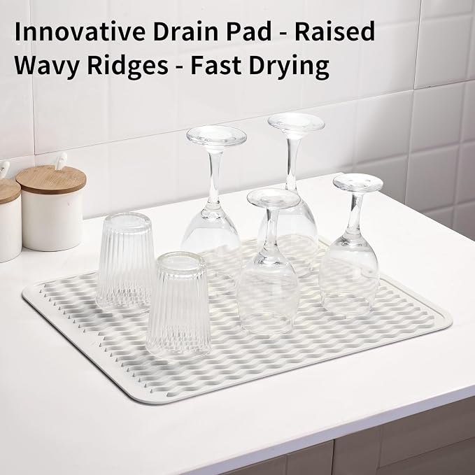 ZLR Silicone Dish Drying Mat for Kitchen Counter, Eco-Friendly Fast Dry Dish Mat - Image 8