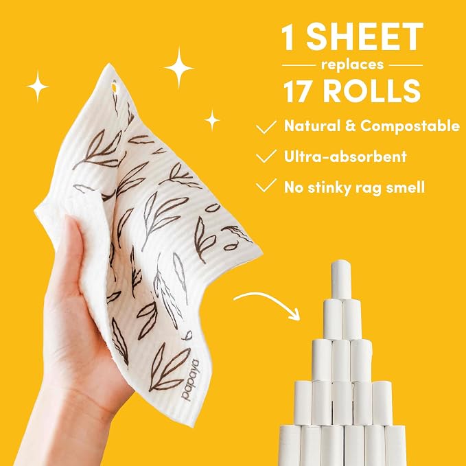 Papaya Reusable Paper Towels, Premium Swedish Dishcloths - Image 3