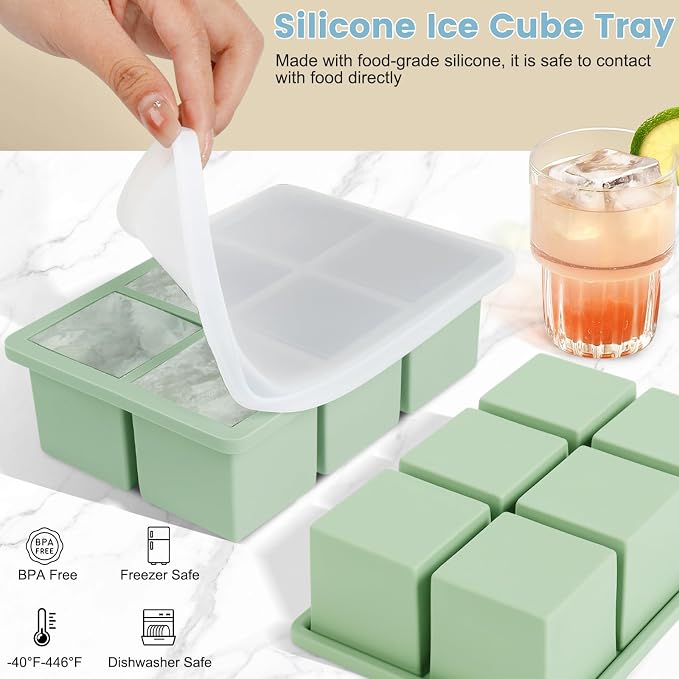 Large Silicone Ice Cube Tray 3Pack, SAWNZC Big Square Ice Cube Molds - Image 3