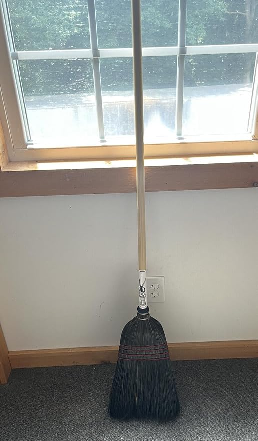 55" Natural Fiber Bristle Yucca Corn Black Parlor Broom & Wood Handle Amish Made by Unknown