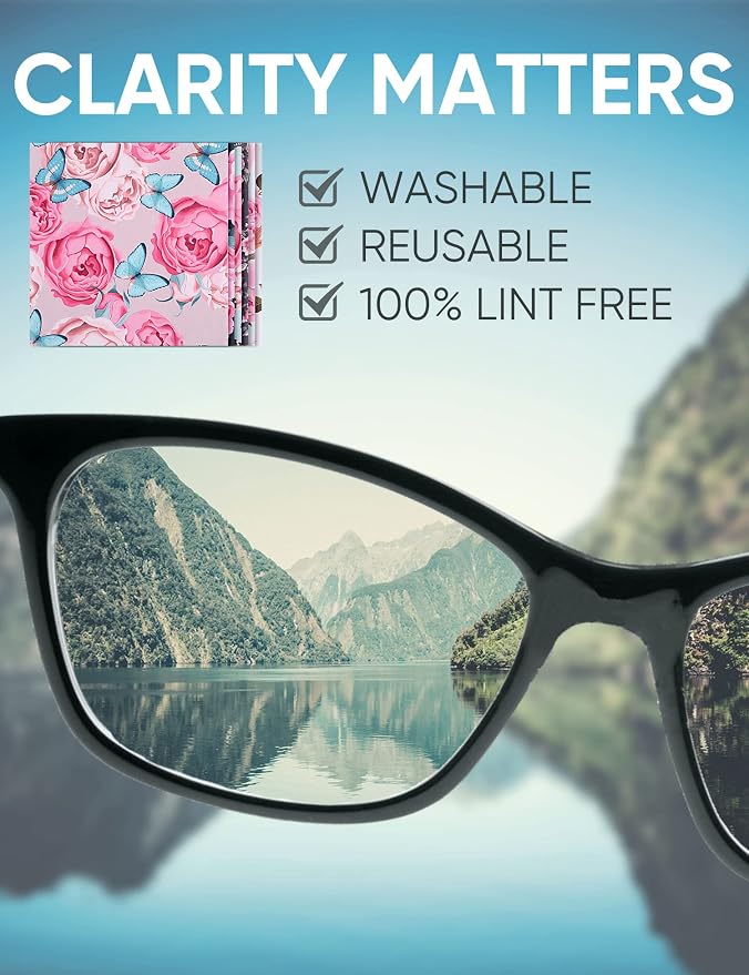 6PCS Thickened Glasses Cleaning Cloth Elegant Flower Design Microfiber Cleaning - Image 4