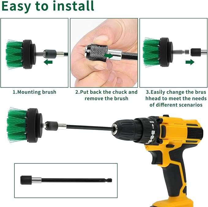 8 Pcs Drill Brush Attachment Set, Power Cleaning Scrub Brush Kit - Image 4