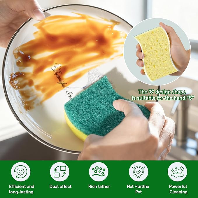 9 Pack Heavy Duty Scrub Sponge, Tough Cleaning Tool - Image 3