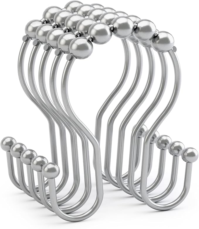 AmazerBath Shower Curtain Hooks, Shower Curtain Rings, Metal Chrome Shower - Image 9