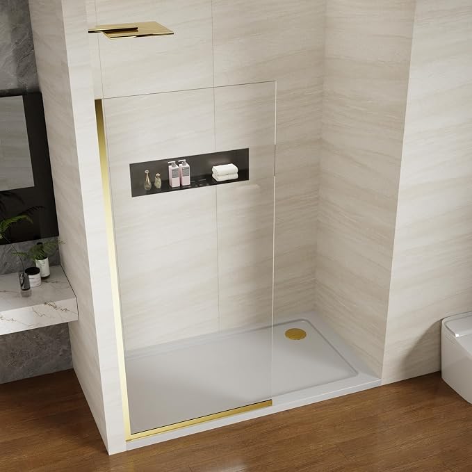 Shower Screen 36" x 76" Half Frameless Shower Wall Panel, Tempered Glass 3/8 - Image 2