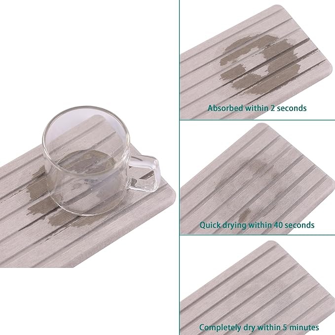 2 PCS Water Absorbent diatomite Coasters, 8.3" x 4" Water Absorbing Stone Tray - Image 5