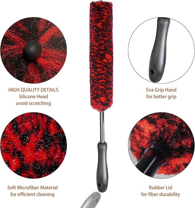 Metal Free Soft Wheel Cleaner Brush, Synthetic Wool Car Cleaning Brush - Image 2