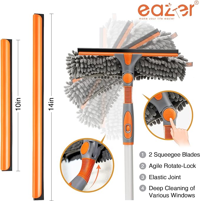Eazer 89'' Squeegee Window Cleaner 2 in 1 Rotatable Window Cleaning Tool Kit - Image 3