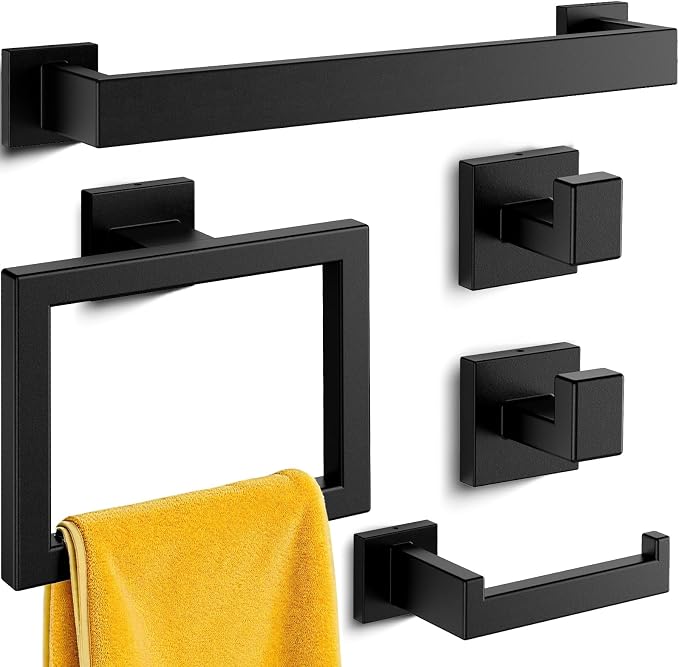 Kitsure 5-Pieces Bathroom Hardware Set & Accessories, Rustproof Towel Racks by Kitsure