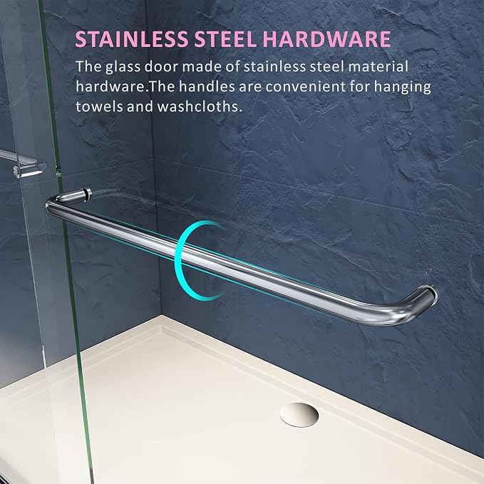 Bathtub Sliding Doors, 56-60 inch W x 57 inch Height Shower Doors - Image 5