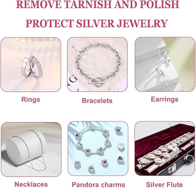 JUNXINSHUN 50pcs Jewelry Cleaning Cloth Pink Polishing Cloth - Image 4