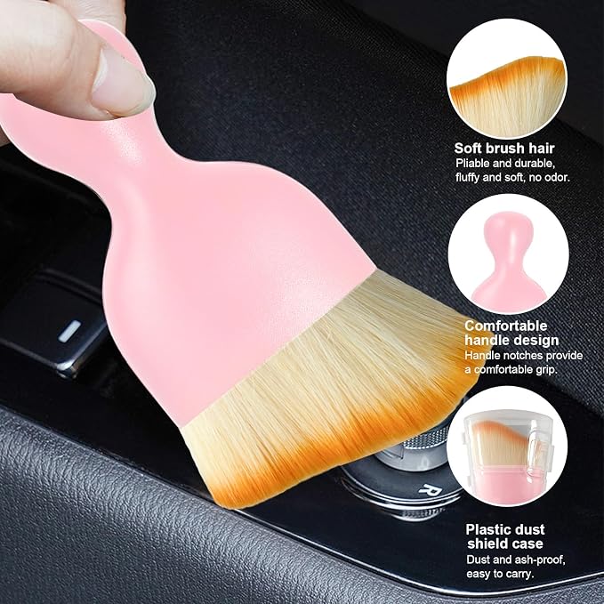 Ziciner Car Detailing Brush, Curved Soft Bristles Auto Removal Dust Collectors - Image 3
