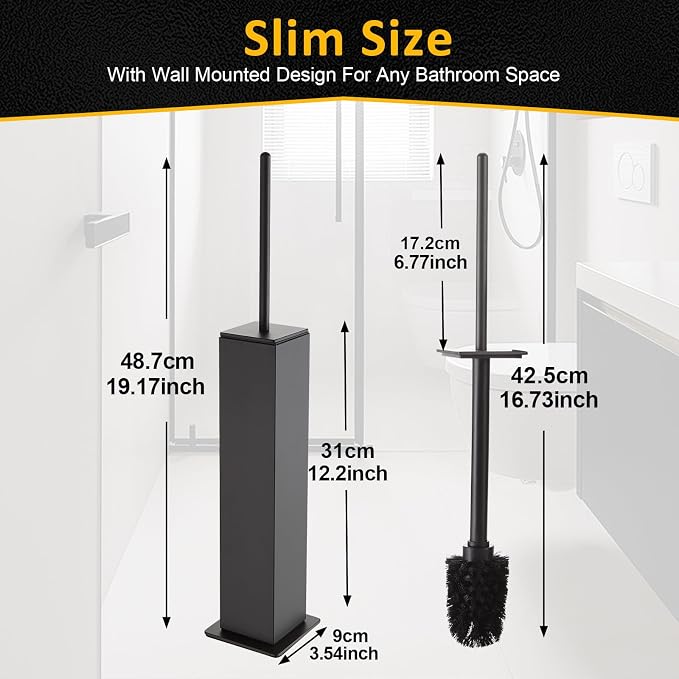 Toilet Brush and Holder Floor Standing, Gun Gray - Image 3