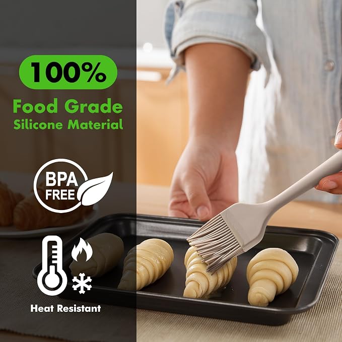 HOTEC Basting Brushes Silicone Heat Resistant Pastry Brushes Spread Oil Butter - Image 3