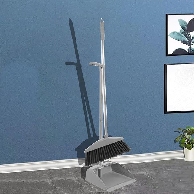 Broom and Dustpan Set for Home Indoor 180 Rotatable Standing Storage Buckle - Image 2