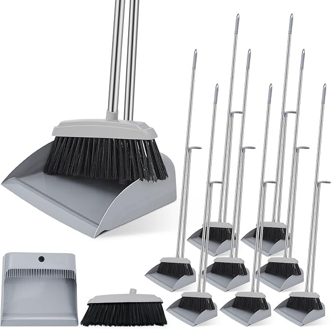 Tioncy 8 Set 16 Pcs Broom and Dustpan Set 53 Inch Broom by Tioncy