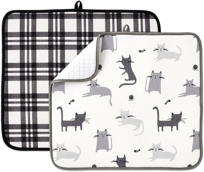 FRESHMINT Printed Dish Drying Mat Set by FRESHMINT